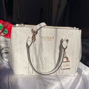 GUESS White and Gold Satchel
